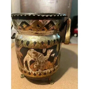 Vintage Rare Hand Crafted Tunisian Copper Brass Camel Ice Bucket